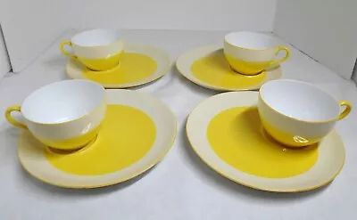 Noritake Art Deco Era Bright Yellow Tea And Toast Snack Plate & Cup Set • $40