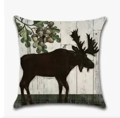 Moose Man Cave Cabin Lodge Hunting Rustic THROW PILLOW COVER Holiday Home Decor • $13.08