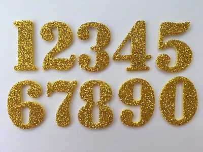 Kids Gold Large Glitter Foam Numbers Crafts Childrens Stickers Self Adhesive • £1.75