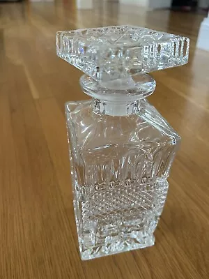 Vintage Heavy Cut Crystal Glass Square Cut  11 Inch Decanter And Stopper 4.2 Lbs • $36