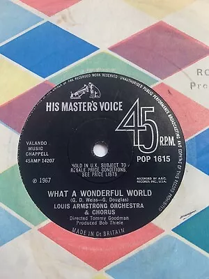 Louis Armstrong What A Wonderful World 7” Single Record 1967 • £6