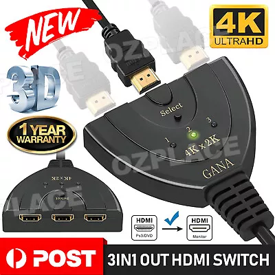 HDMI 4K Switch 3 In 1 Out Switcher Selector Splitter Hub For 1080p HDTV • $7.85