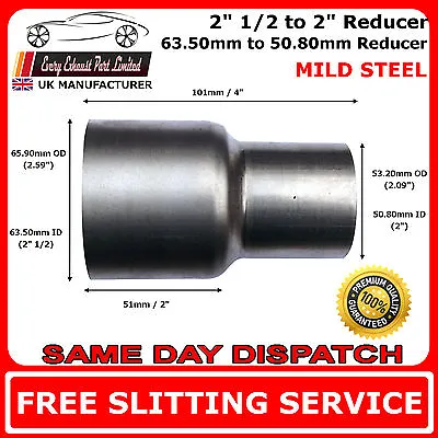 £8.93 • Buy 63mm To 50mm Mild Steel Standard Exhaust Reducer Connector Pipe Tube
