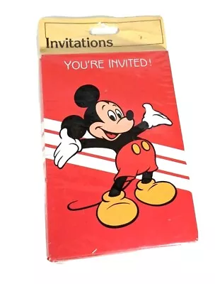 Vintage Mickey Mouse Birthday Party Invitations Invites NOS X8 • $6.21