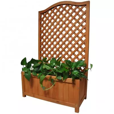 £34.99 • Buy Wooden Planter With Lattice For Vines Garden Climbing Flower Plant Pot Trellis