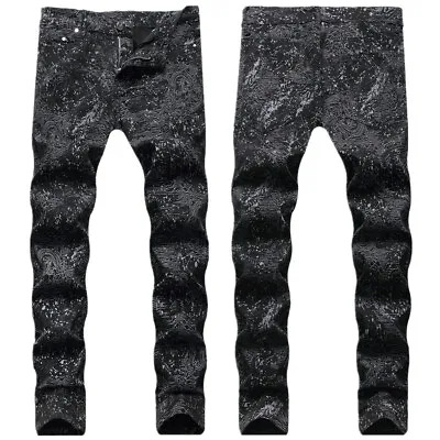 Mens Jeans Ripped Distressed Skinny Denim Pants Casual Stretch Slim Fit Trousers • $34.99