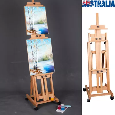 Wooden H-Frame Easel Studio Display Stand With Wheels For Artist Easel Painting • $250.99