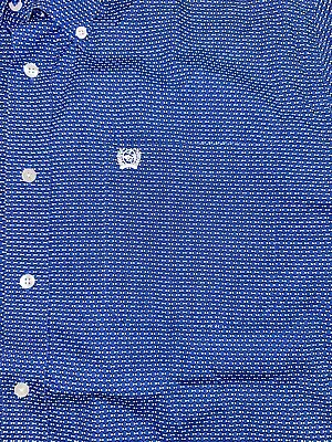 Cinch Shirt Mens Medium Blue Button Down Short Sleeve Geo Print Front Pocket • $21.25