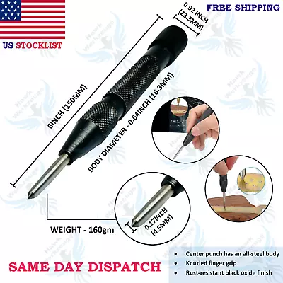 Automatic CENTER PUNCH Tool Adjustable Spring Loaded Super Strong Metal Drill • $15.30