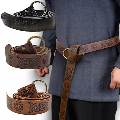 Medieval Embossed Viking Vegvisir Leather Belt Retro Renaissance Knight Belt • £9.39