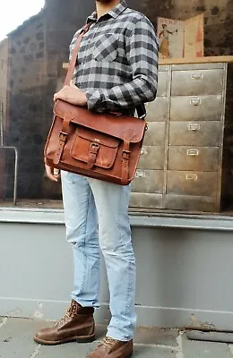 15''Men's Briefcase Satchel Vintage Brown Leather Messenger Shoulder Laptop Bag • $75