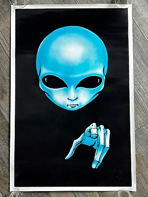 ALIEN Blacklight Flocked Velvet Vintage Poster 1996 Mancave ALIEN ABDUCTION • $169.20