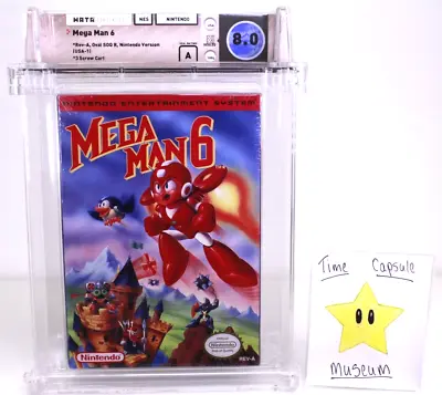Mega Man 6 New Nintendo NES Factory Sealed WATA VGA Grade 8.0 A NIB Rare H-Seam • $1104.99