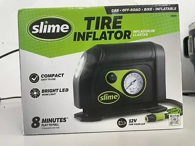 Slime Tir Portable Car Air Compressor 100 Psi Dial Gauge 8 Min Inflation • $27.99