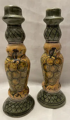Set Of Mexico Pottery Pillar Candle Stick Holders Heavy • $20