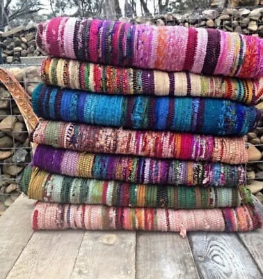 £25.91 • Buy Handmade Fair Trade Indian Chindi Rag Rug Hand Woven Mat Large Striped Floor Mat