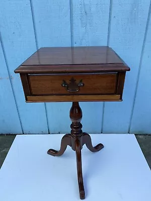 Antique John Wanamaker Mahogany Wood Side Table  Philadelphia New York  Marked • $499