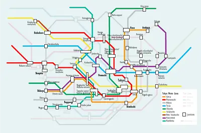 Tokyo Japan Metro System Subway Diagram Transit Map Train Railroad Stylized • $22.99