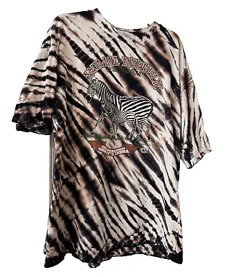 Animal Republic ~ Zebra Survival Gear ~T Shirt ~ B/W Striped Tie Dye ~ Size XL • $6.50