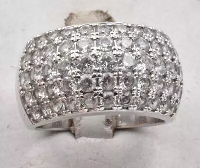 Estate Sterling Silver & 3 Carat CZ BLING Design Unisex WEDDING Ring Band Size 8 • $28