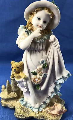 Montefiori Collection Italy Figurine Girl Teddy Bear Sand Castle Muted Color VTG • $20.48