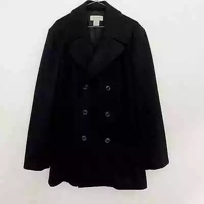 J Crew Pea Coat Mens Size Medium Black Double Breasted Wool Blend Jacket • $30