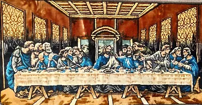 The Da Vinci Last Supper Jesus Dining Woven Tapestry Wall Hanging Art Decor VTG • $45