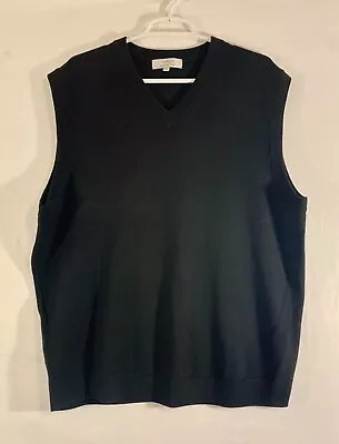 TURNBURY V-Neck Sweater Vest 100% Extra Fine Merino Wool Black Men's Size XL • $14.99