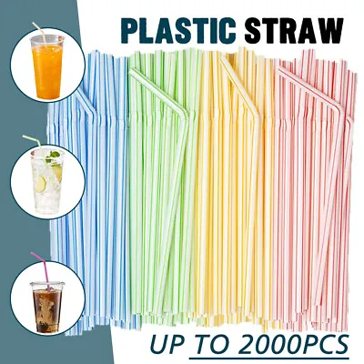 Up To 2000x Colorful Bendable Drinking Straws Degradable Xmas Party Straw BULK • $8.36