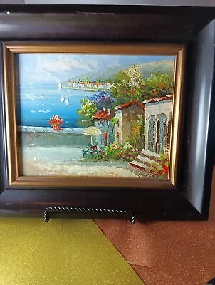 Stunning Mediterranean Original Oil Painting In Solid Wood Frame  12.25 X  14.25 • $50