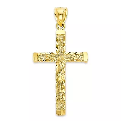 Solid Gold Cross Pendant 10 Or 14k Crucifix Pendant Religious Jewelry For Men • $374.99