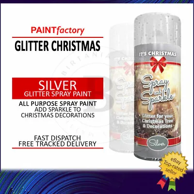 Glitter Christmas Silver Spray Paint Decorative Creative Art Craft Picture 200ml • £5.49