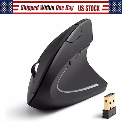 Ergonomic Mouse Optical Vertical Mice 6 Keys USB Wireless 2.4GHz 1600DPI For PC • $10.48
