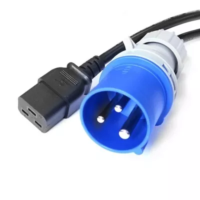 240V Mains Industrial Power 16A Commando Plug To IEC C19 Socket Lead Cable • £22.40