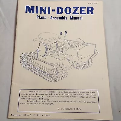 1968 C F Struck Corp Mini Dozer MD-40 Plans-Assembly Manual Vintage • $44.94