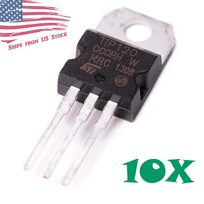 $5.49 • Buy 10pcs TIP120 Darlington Transistors TO-220 60V 5A NPN BJT ST For Arduino US 