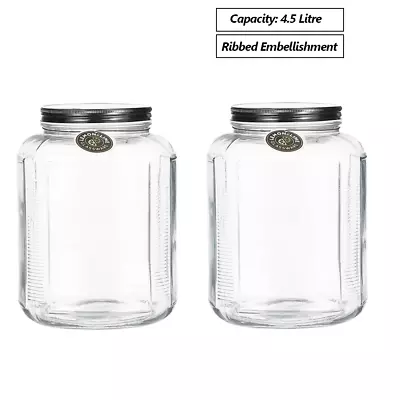 2 X 4.5L Large Glass Jars Airtight Kitchen Pantry Storage Canister Container Jar • $44.95