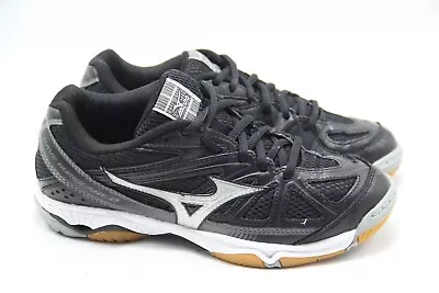 Mizuno Wave Hurricane 2 Shoes Womens Size 6 Volleyball Black Silver Court • $23.99