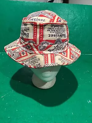 Vintage Jiffy Roll-Up Budweiser Bucket Hat Size Small  All Over Print • $24.95