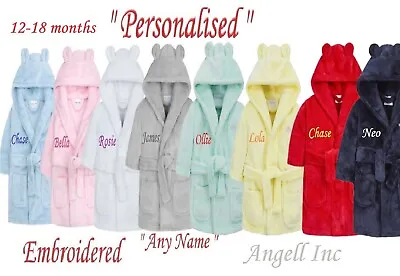 Personalised Baby Robe Bath Embroidered Dressing Gown Boy Girl Gift Crown Soft • £12.88
