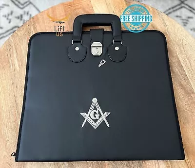 Masonic Hand Silver Embroidered Square Compass Masonic Apron Case MM PROVINCIAL • £58.38