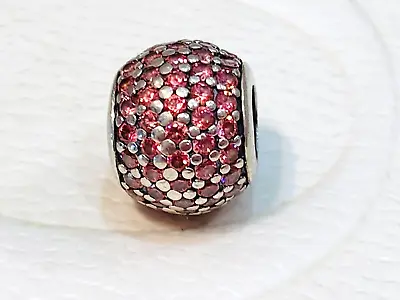 $30 • Buy Authentic Pandora Silver Fancy Pink CZ Pave Lights Charm 791051 Retired