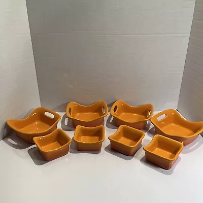 Rachel Ray Stoneware 4 10oz Baking Dishes & 4 Dipping Bowls Orange H016 • $25.90