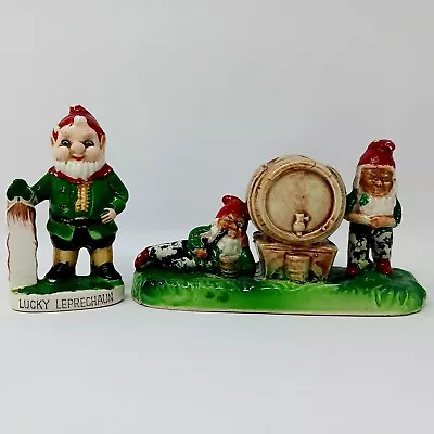 Vintage Japanese Irish Leprechauns Figurines Made In Japan Lucky Shamrock Gnomes • $52.07