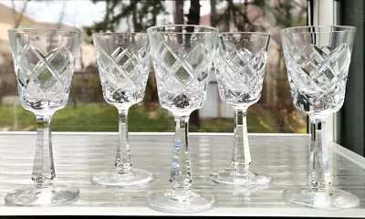 VINTAGE GALWAY SET OF 5 O'BRIEN PATTERN (Plain BASE) 5 Inch SHERRY GLASSES • $19.99