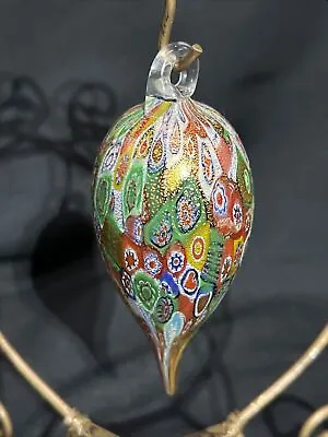VTG  Blown Heavy Glass Icicle Christmas Ornament Millefiori Glass Of Venice • $65