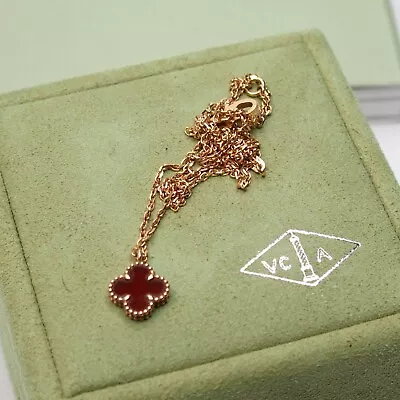 Van Cleef & Arpels Sweet Alhambra Carnelian Pendant 18k Rose Gold With Box & COA • £1195