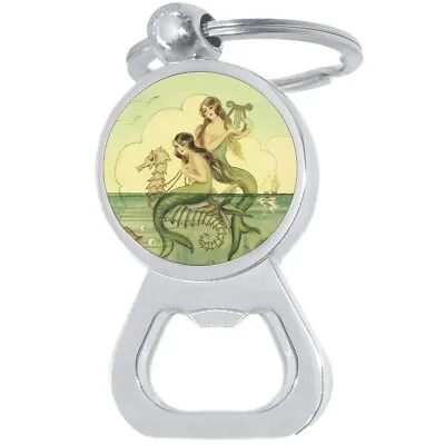 Mermaids Seahorse Bottle Opener Keychain - Metal Beer Bar Tool Key Ring • $15.88