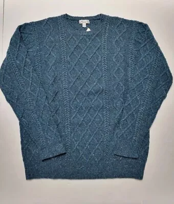$193.50 • Buy PETER MILLAR Large Green Blue Merino Wool Nylon Alpaca Cable Knit Men's Sweater