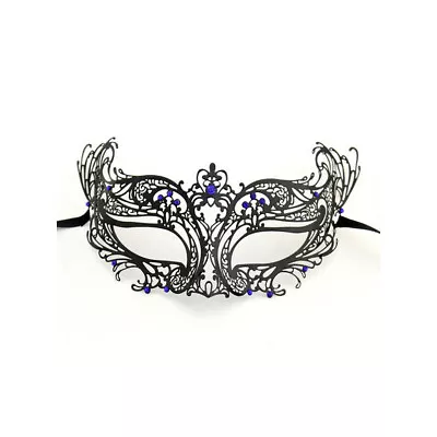 Stunning Laser Cut Black Metal Masquerade Mask Costume Extravagant 3 Colors • $14.85